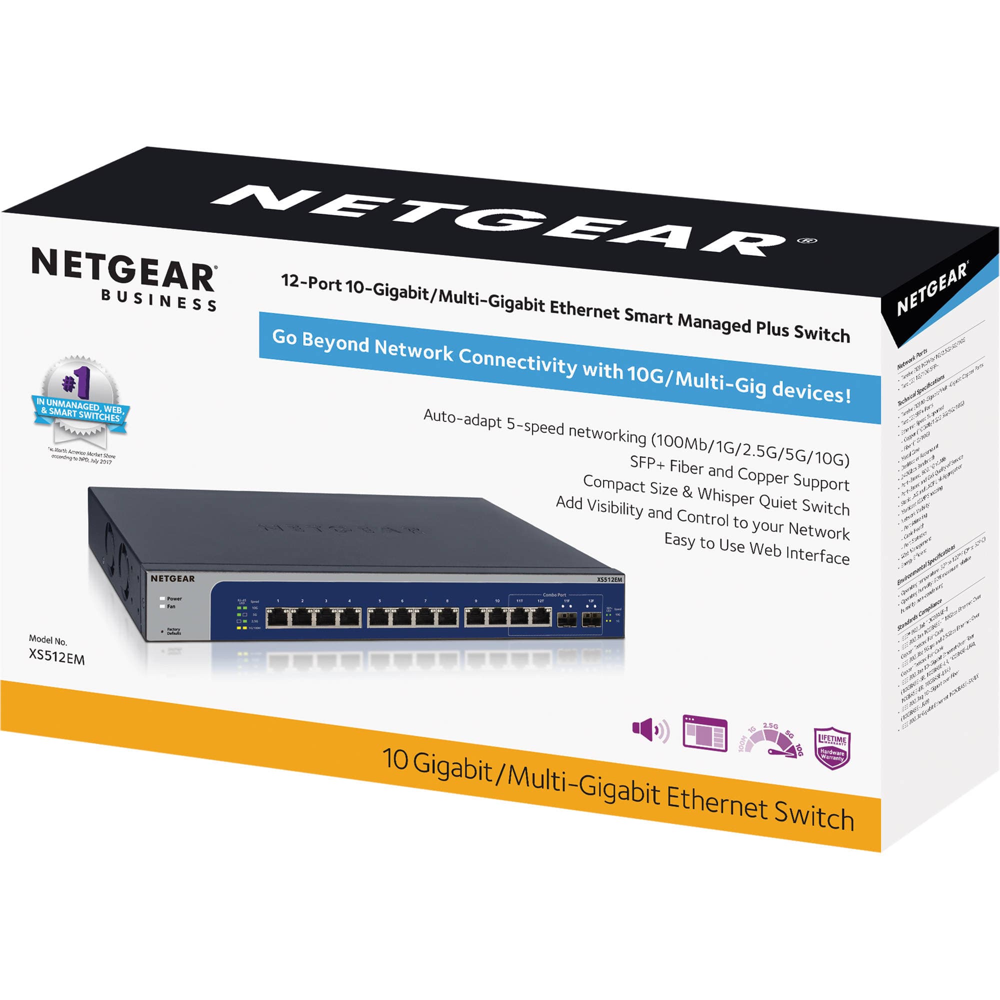 Netgear XS512EM-100NAS 12-port 10G multi-gig smart managed plus switch