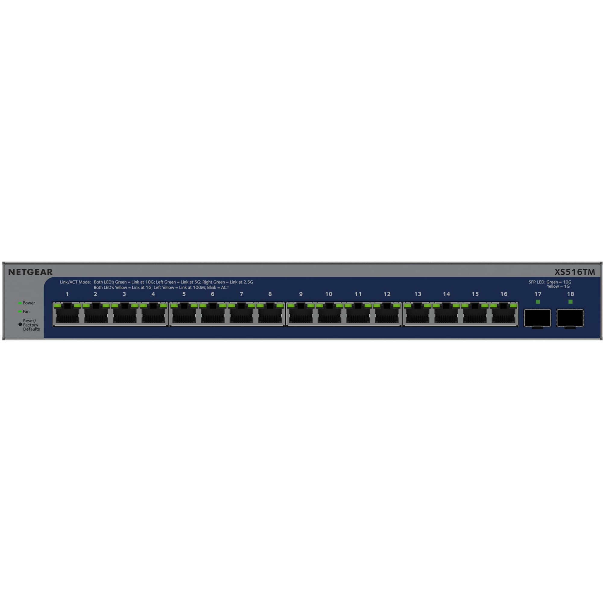 Netgear XS516TM-100NAS 16-port 10G smart managed switch front view
